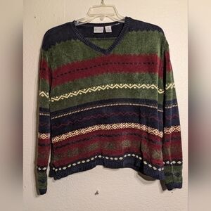 Carolina Colours Multicolor V-Neck Womans Sweater Size Xl Pre-owned
